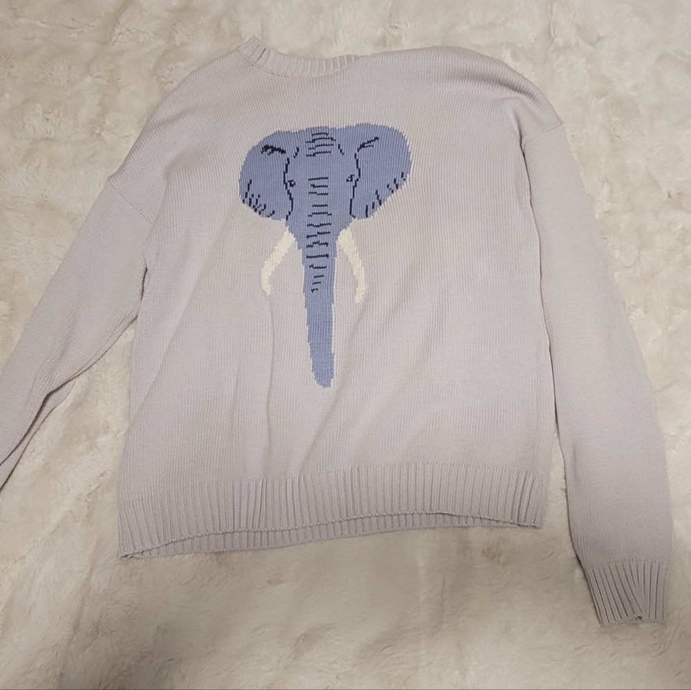 Ivory Ella Lavender Elephant Sweater